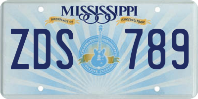 MS license plate ZDS789