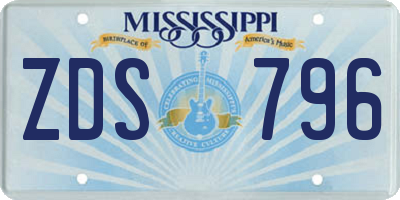 MS license plate ZDS796