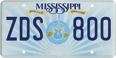 MS license plate ZDS800