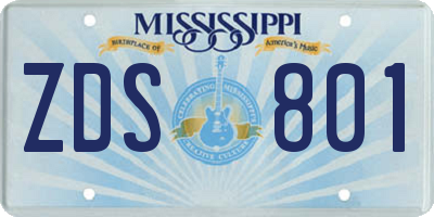MS license plate ZDS801