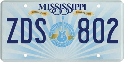 MS license plate ZDS802