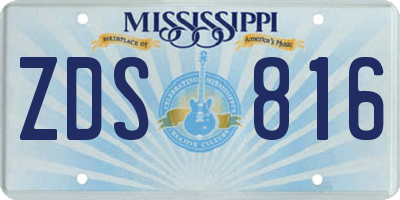 MS license plate ZDS816