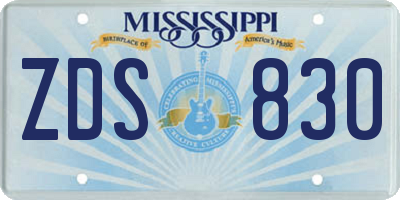 MS license plate ZDS830