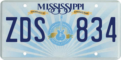 MS license plate ZDS834