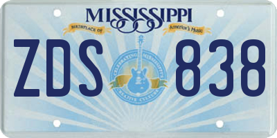 MS license plate ZDS838