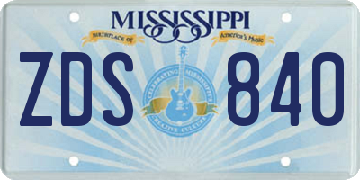 MS license plate ZDS840