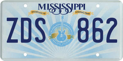 MS license plate ZDS862