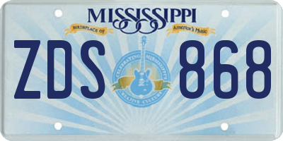 MS license plate ZDS868
