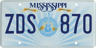 MS license plate ZDS870