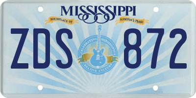 MS license plate ZDS872
