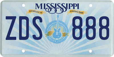 MS license plate ZDS888