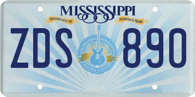 MS license plate ZDS890