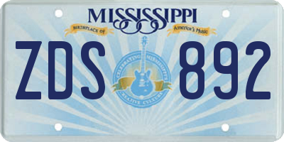 MS license plate ZDS892