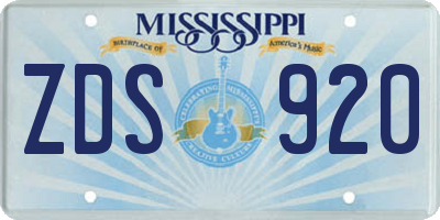 MS license plate ZDS920