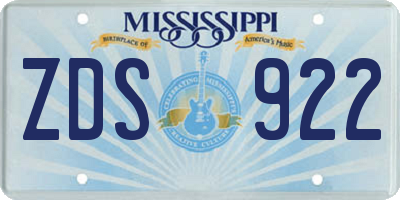 MS license plate ZDS922