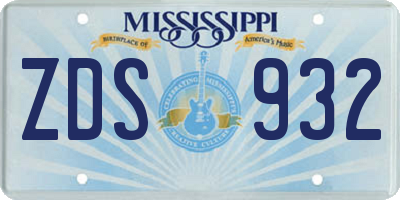 MS license plate ZDS932
