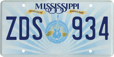 MS license plate ZDS934