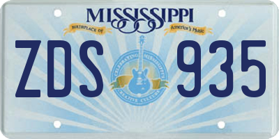 MS license plate ZDS935