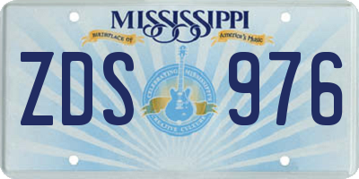 MS license plate ZDS976