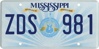 MS license plate ZDS981