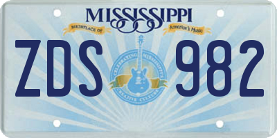 MS license plate ZDS982