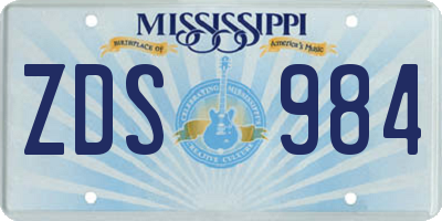 MS license plate ZDS984