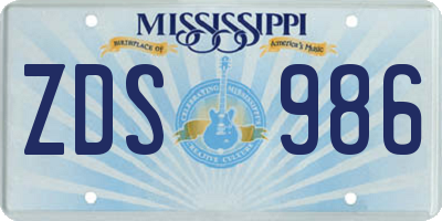 MS license plate ZDS986