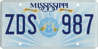 MS license plate ZDS987