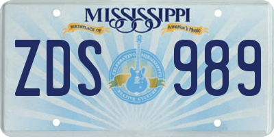 MS license plate ZDS989