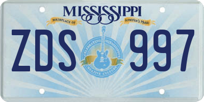 MS license plate ZDS997