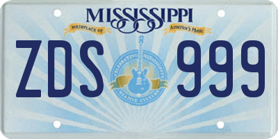 MS license plate ZDS999