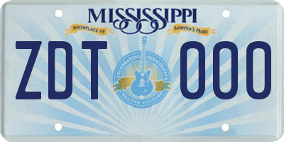 MS license plate ZDT000