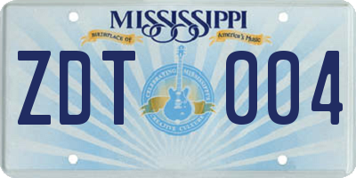 MS license plate ZDT004