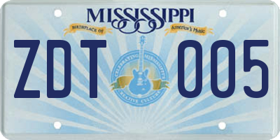 MS license plate ZDT005