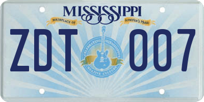 MS license plate ZDT007