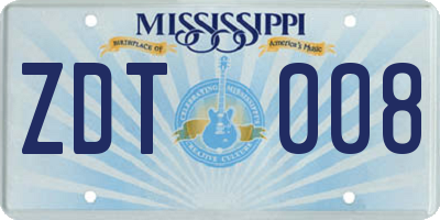MS license plate ZDT008