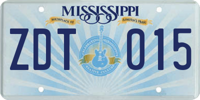 MS license plate ZDT015