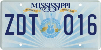 MS license plate ZDT016