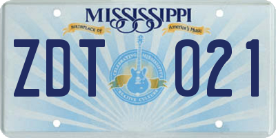 MS license plate ZDT021