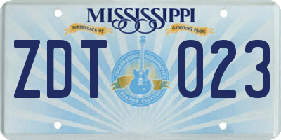 MS license plate ZDT023