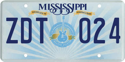 MS license plate ZDT024