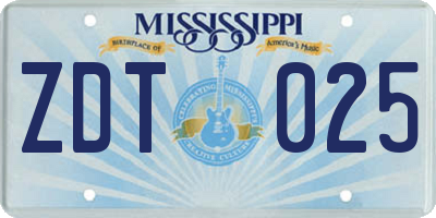 MS license plate ZDT025