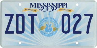MS license plate ZDT027