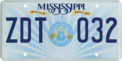 MS license plate ZDT032