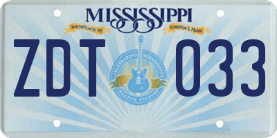 MS license plate ZDT033