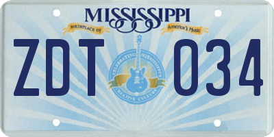 MS license plate ZDT034
