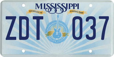 MS license plate ZDT037
