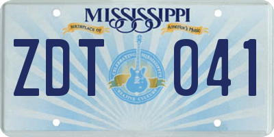 MS license plate ZDT041