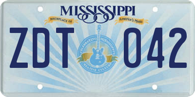 MS license plate ZDT042