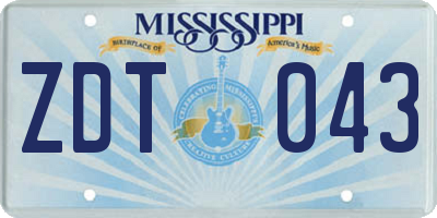 MS license plate ZDT043